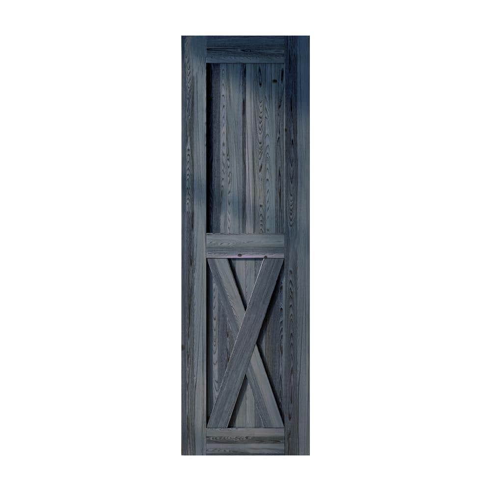 30 in. x 84 in. X-Frame Navy Solid Natural Pine Wood Panel Interior Sliding Barn Door Slab with Frame price history on PriceWatchPro