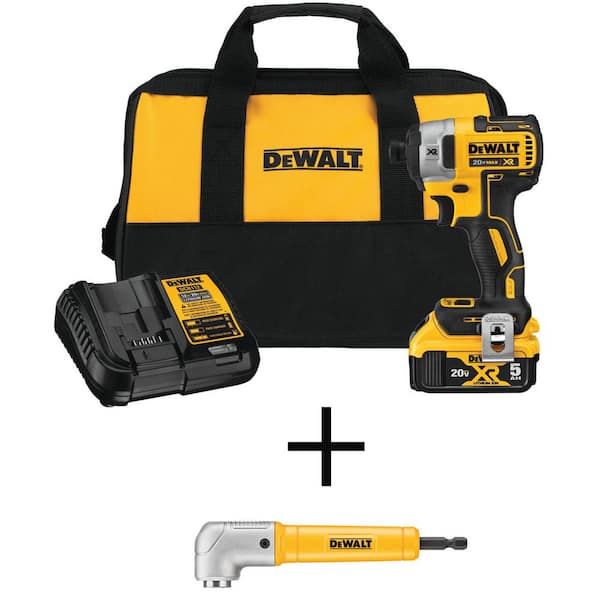 DEWALT 20V MAX XR Cordless Brushless 3-Speed 1/4 in. Impact Driver Kit and MAXFIT Right Angle Magnetic Attachment