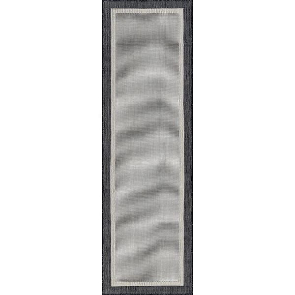 Ottomanson Lifesaver Collection Non-Slip Rubberback Solid 3x11 Indoor/Outdoor Runner Rug, 2 ft. 7 in. x 11 ft., Black