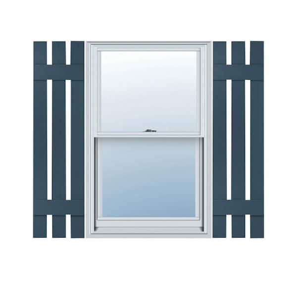 Ekena Millwork 12 in. x 51 in. Lifetime Vinyl Standard Three Board Spaced Board and Batten Shutters Pair Classic Blue