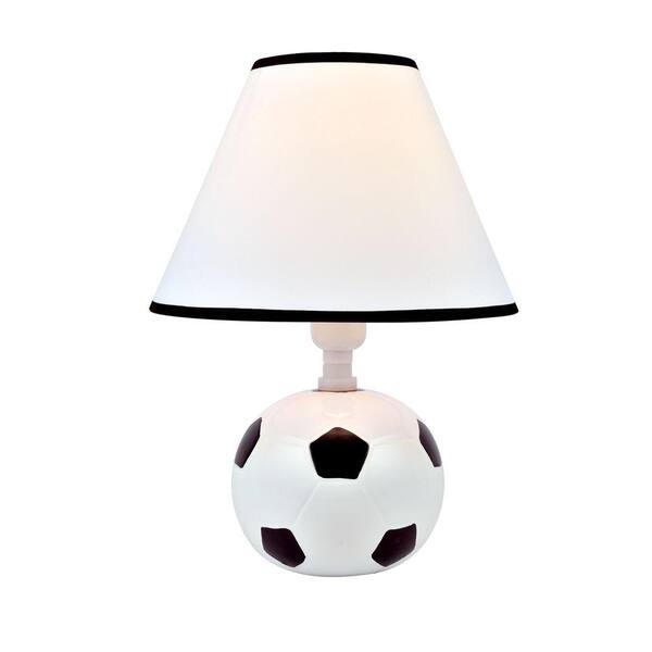 Illumine Designer Collection 11.5 in. Soccer Ball Ceramic Table Lamp with White Fabric Shade