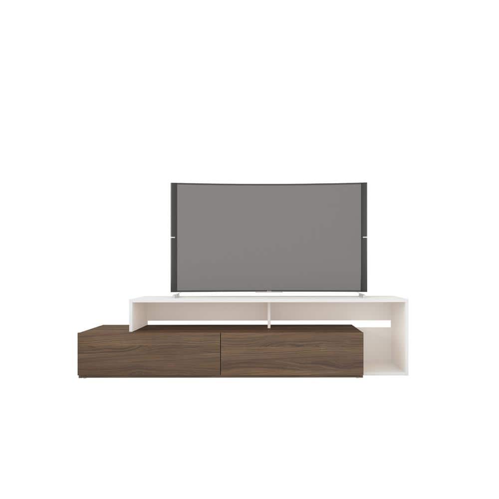 Nexera Tonik 72 in. Walnut and White TV Stand with 2 Doors Fits TV's up to 80 in. with Cable Management -  112040