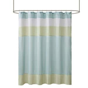 Lightweight 72 in. W x 72 in. L Faux Silk Polyester Shower Curtain Sets in Green