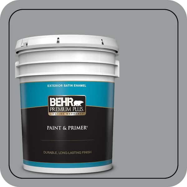 BEHR PREMIUM PLUS 5 gal. #N500-4 Pencil Sketch Satin Enamel Exterior Paint & Primer