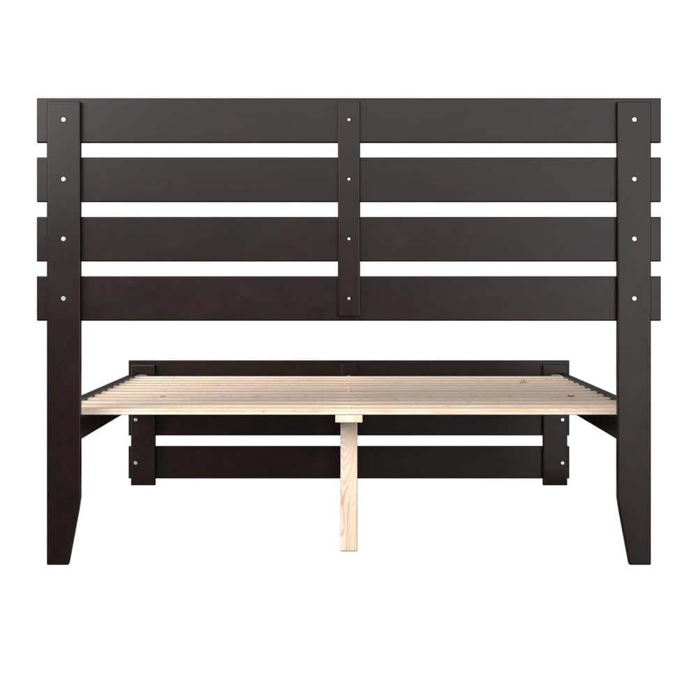 Espresso Full Wood Bed with Slats and USB Charger