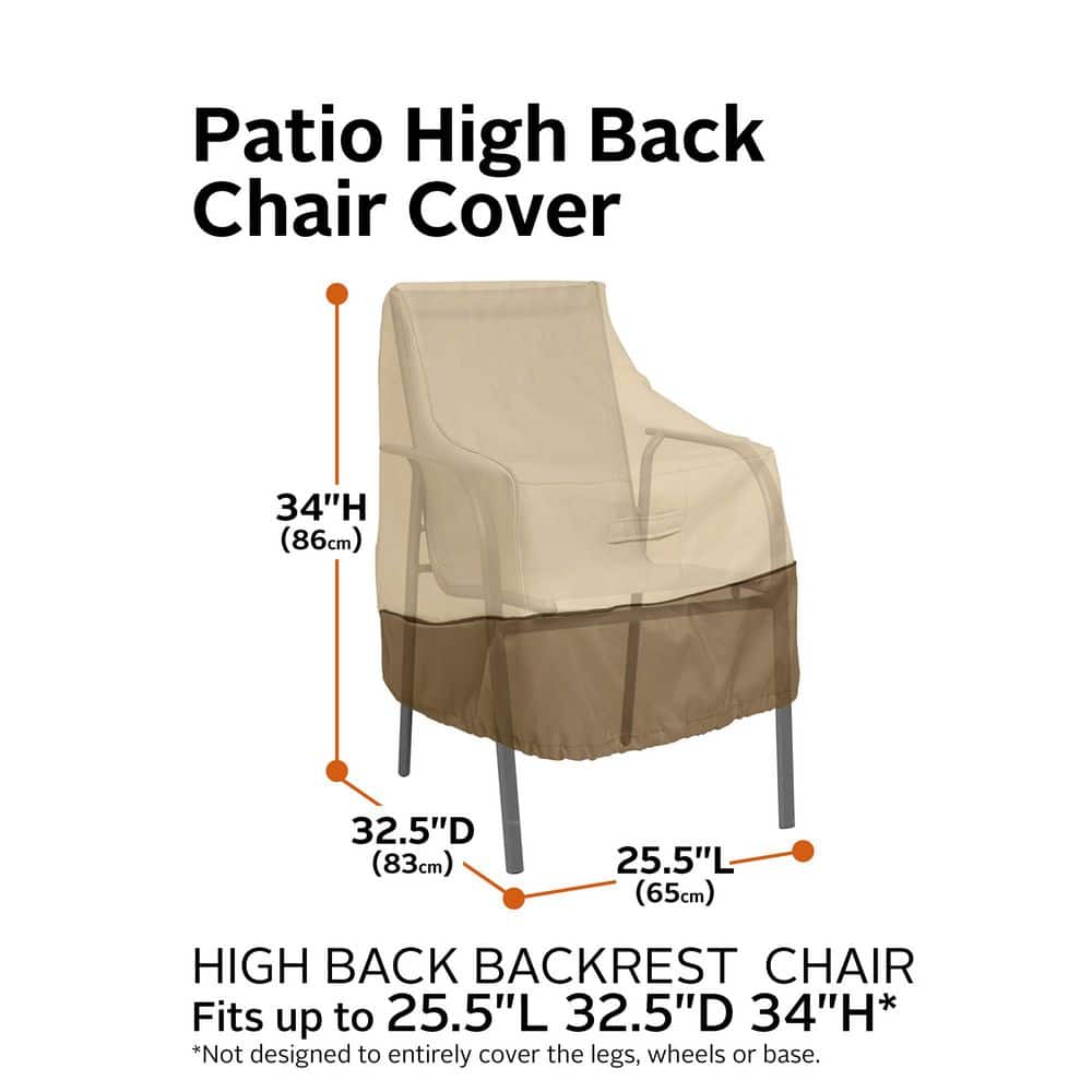 Pebble Earth Bark Water-Resistant High Back Patio Chair Cover