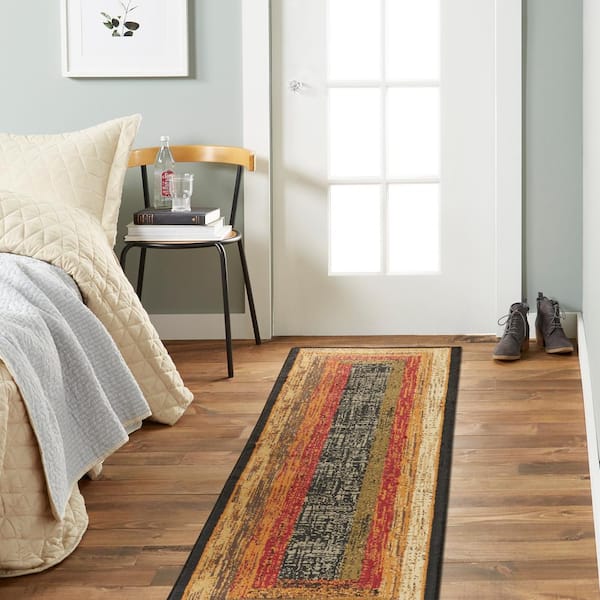 Royalty Black/Brown 2 ft. x 7 ft. Geometric Area Rug