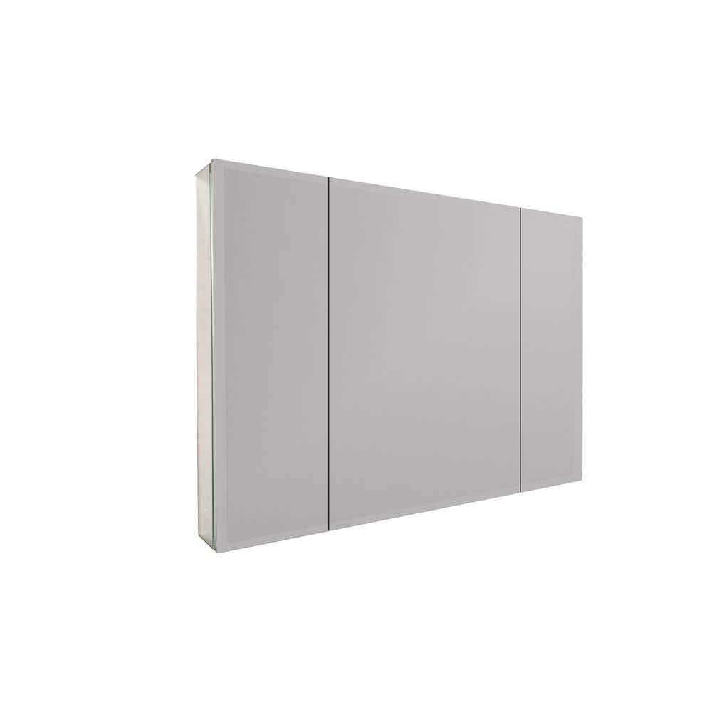 36 in. W x 26 in. H Large Rectangular Frameless Wall Bathroom Vanity Mirror in Silver with 6-Adjustable Shelves -  Tatahance, F-MC2636