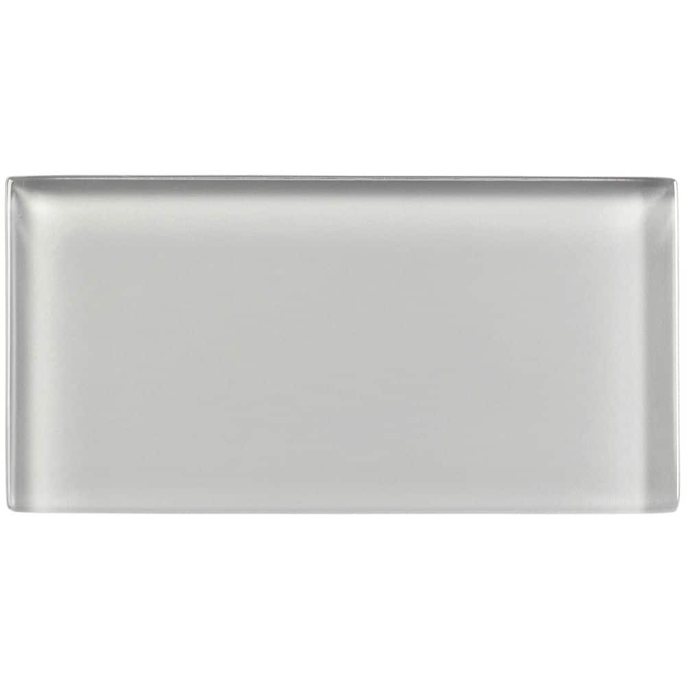 Enchant Joy Diva Light Gray Glossy 3 in. x 6 in. Smooth Glass Subway Wall T