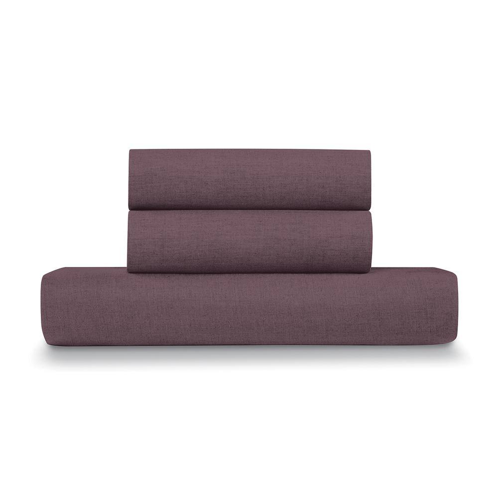 Plum Linen Cotton Full/Queen Duvet Cover Set