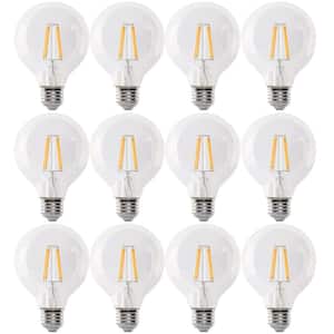 40-Watt Equivalent G25 Globe Dimmable Filament Clear Glass E26 LED Vintage Edison LIght Bulb, Bright White 3000K 12-Pack