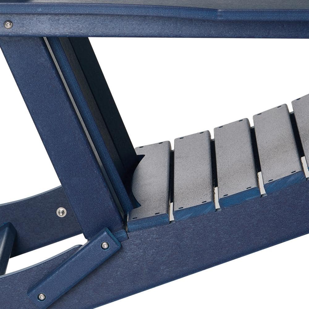 Navy Blue Folding Poly Adirondack Chair with Square Arms