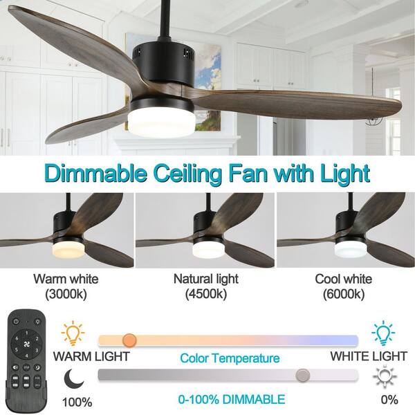 Bella Depot 52 in. Indoor Modern Classic Reversible Ceiling Fan with LED Light and Remote, 6-Speeds