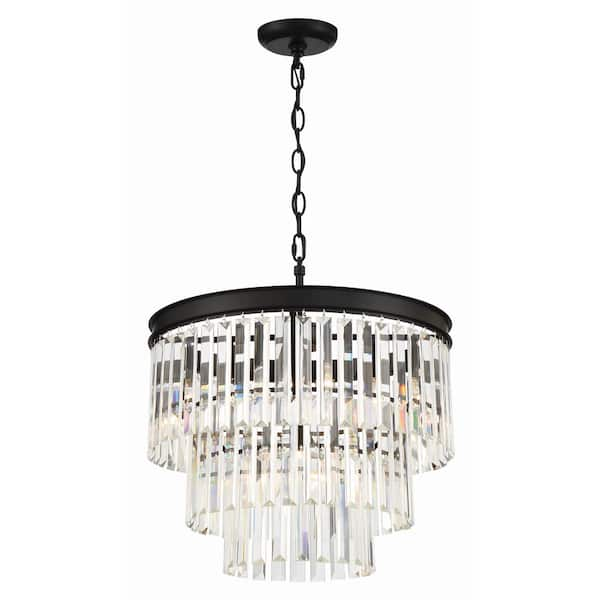 Easylite 5-Lights Black Pendant with Crystals 30800-HBT - The Home Depot