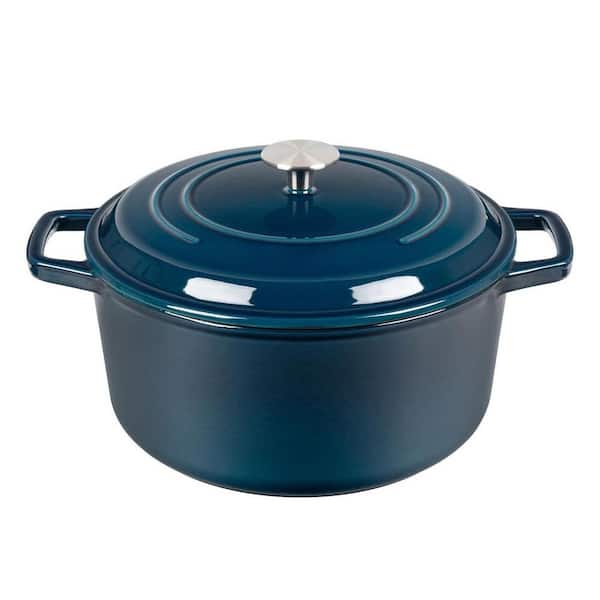 2-Piece Green Enameled Cast Iron Dutch Oven Set Round Pot with Lid Dual Handle for Bread Baking Stovetop