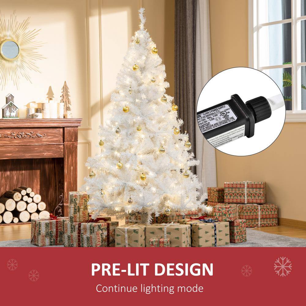 6-Foot White Prelit Artificial Christmas Tree with LED Lights