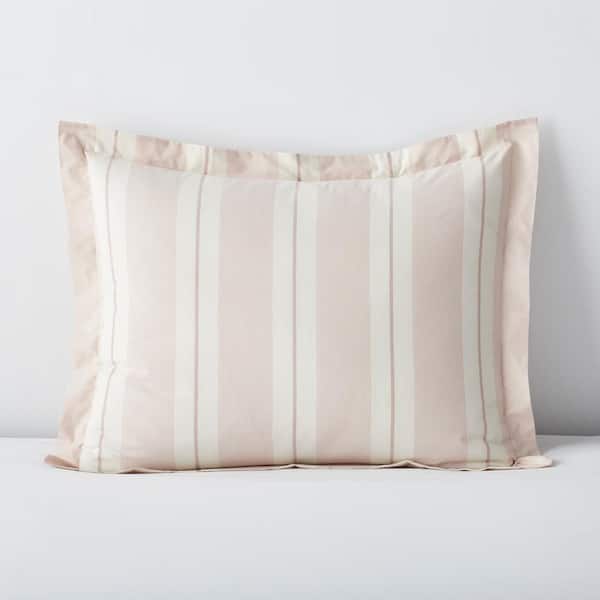 The Company Store Wide Stripe Yarn Dyed Rose 200-Thread Count Cotton Percale King Sham