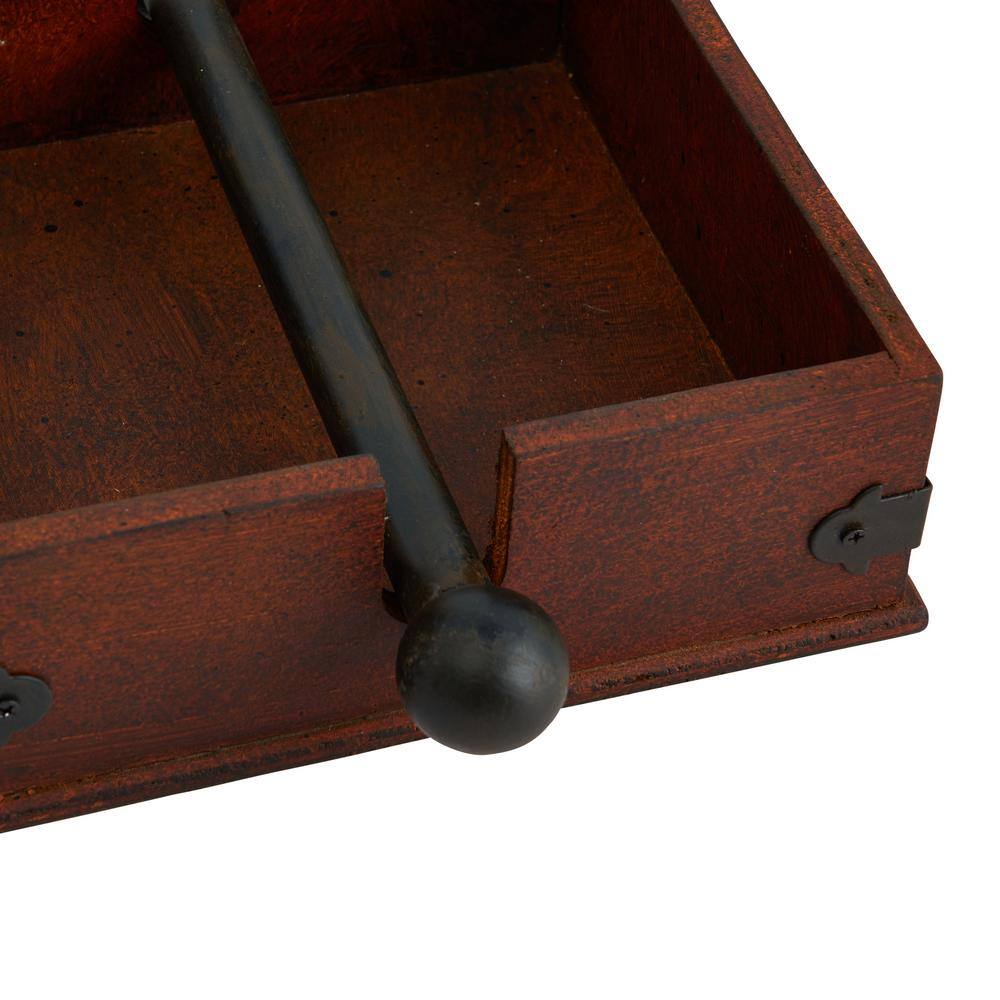 Square Wood Napkin Holder with Metal Bar
