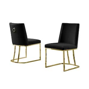 Will Black Velvet Gold Chrome Legs Chairs (Set of 2)