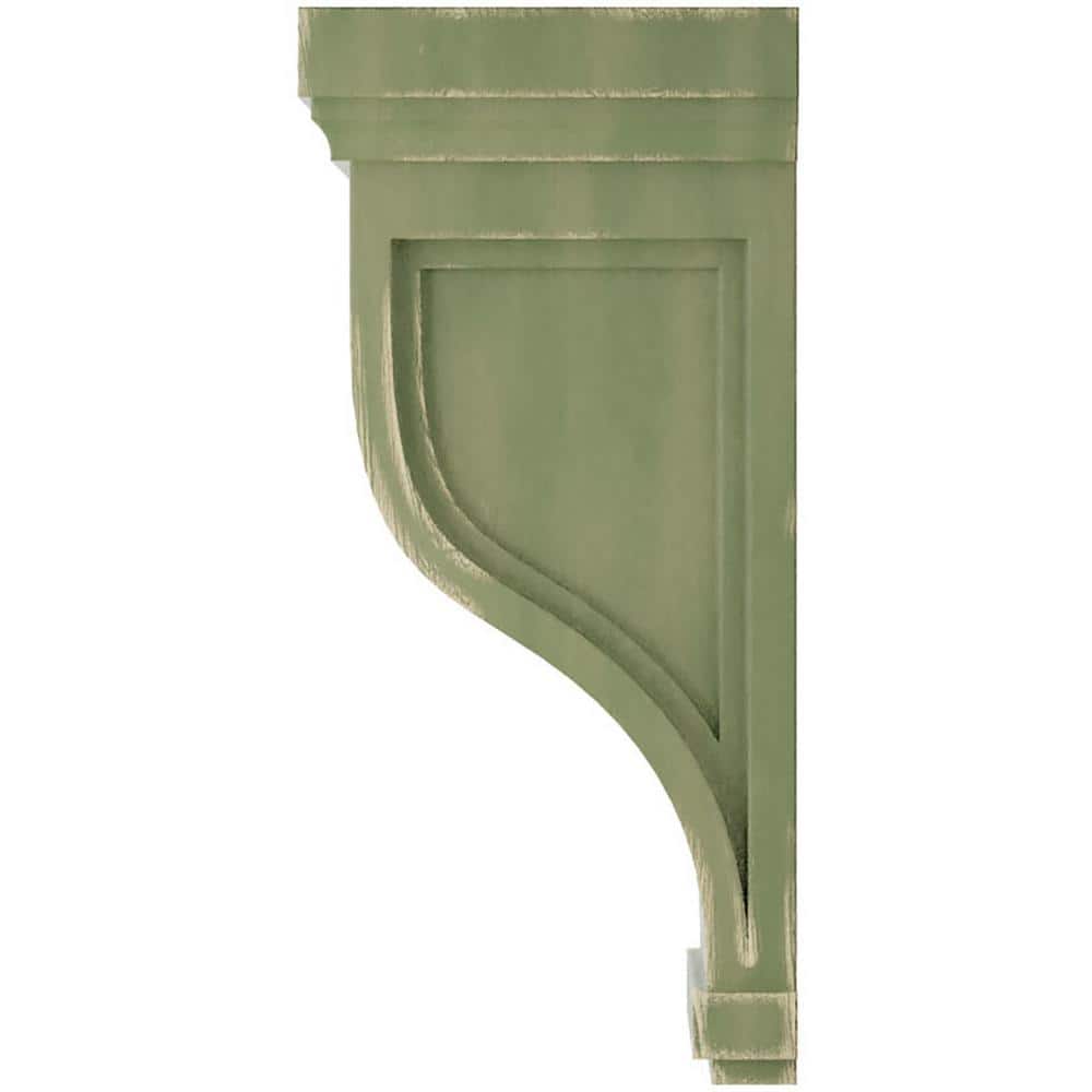 Restoration Green Rubberwood Vintage Architectural Corbel