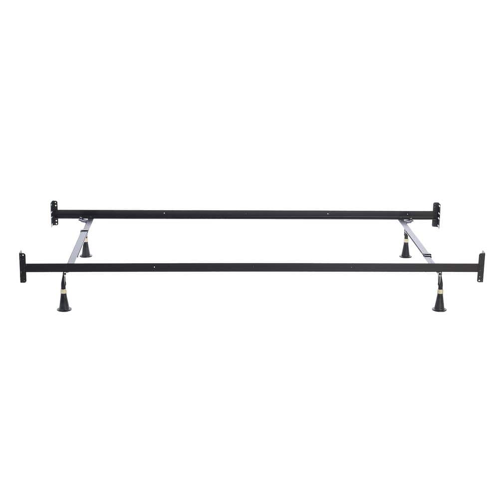 Adjustable Black Metal Full/Double Bed Frame with Headboard Attachment