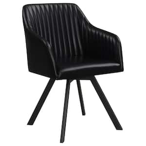 Arika Faux Leather Tufted Sloped Arm Swivel Dining Chair