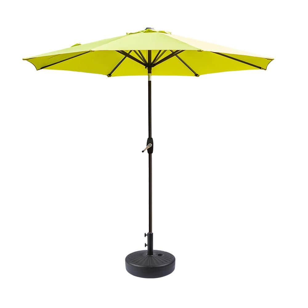 Lime Green 9-Foot Patio Umbrella with Steel Frame and Base