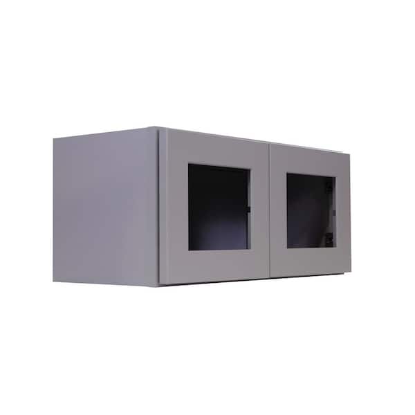 Bremen Cabinetry Bremen 30 in. W x 12 in. D x 12 in. H Gray Plywood Assembled Wall Bridge Kitchen Cabinet with Soft-Close