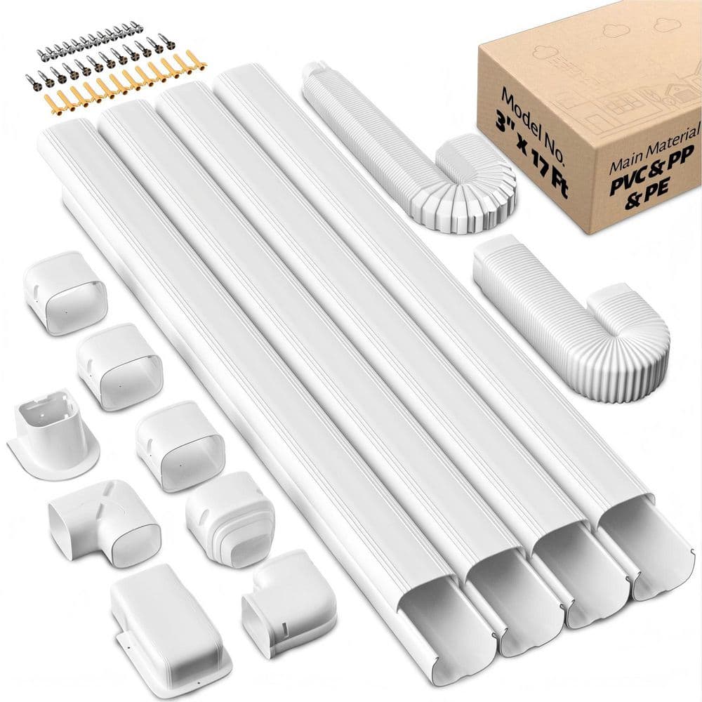 3 in. 17 ft. PVC Decorative Line Cover Kit for Ductless Mini Split Air Conditioners, Central AC and Heat Pump Systems price history on PriceWatchPro