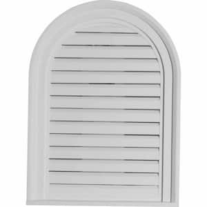 18 in. x 24 in. Round Top Primed Polyurethane Paintable Gable Louver Vent Functional