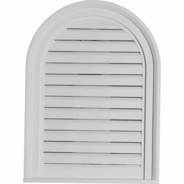 Ekena Millwork 18 in. x 24 in. Round Top Primed Polyurethane Paintable Gable Louver Vent Functional