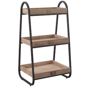 Teena 17.25 in. W x 32.325 in. H x 13.625 in. D Fir Wood and Iron Frame 4-Tier Bath Stand in Rustic Brown