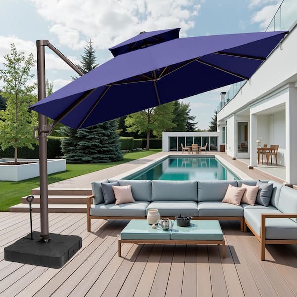39.5 in w resin cantilever patio umbrella PURPLE LEAF 10' x 10' with Solar LED Light, White Enhance your outdoor living space with the Beeram 96 x 96 Cantilever Umbrella CLOUDFLY 13 ft. x 10