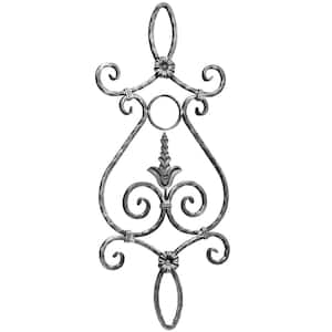35-7/16 in. x 15 in. x 1/2 in. Wrought Iron Square Collared Center Floral Rosette Panel with Collar Wrapped Scrolls