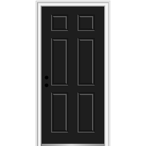 36 in. x 80 in. Right-Hand Inswing 6-Panel Classic Painted Fiberglass Smooth Prehung Front Door