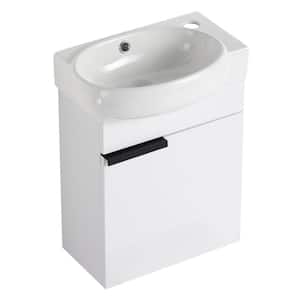 Anky 16.8 in. W x 11.6 in. D x 21.3 in. H Single Sink Bath Vanity in Gloss White with White Ceramic Top