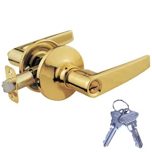Brass Plated Light Commercial Duty Entry Door Handle Lock Set with 2 Keys