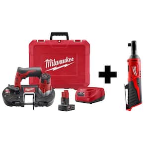 M12 12-Volt Lithium-Ion Cordless Sub-Compact Band Saw XC 3.0 Ah Battery Kit with M12 3/8 in. Ratchet