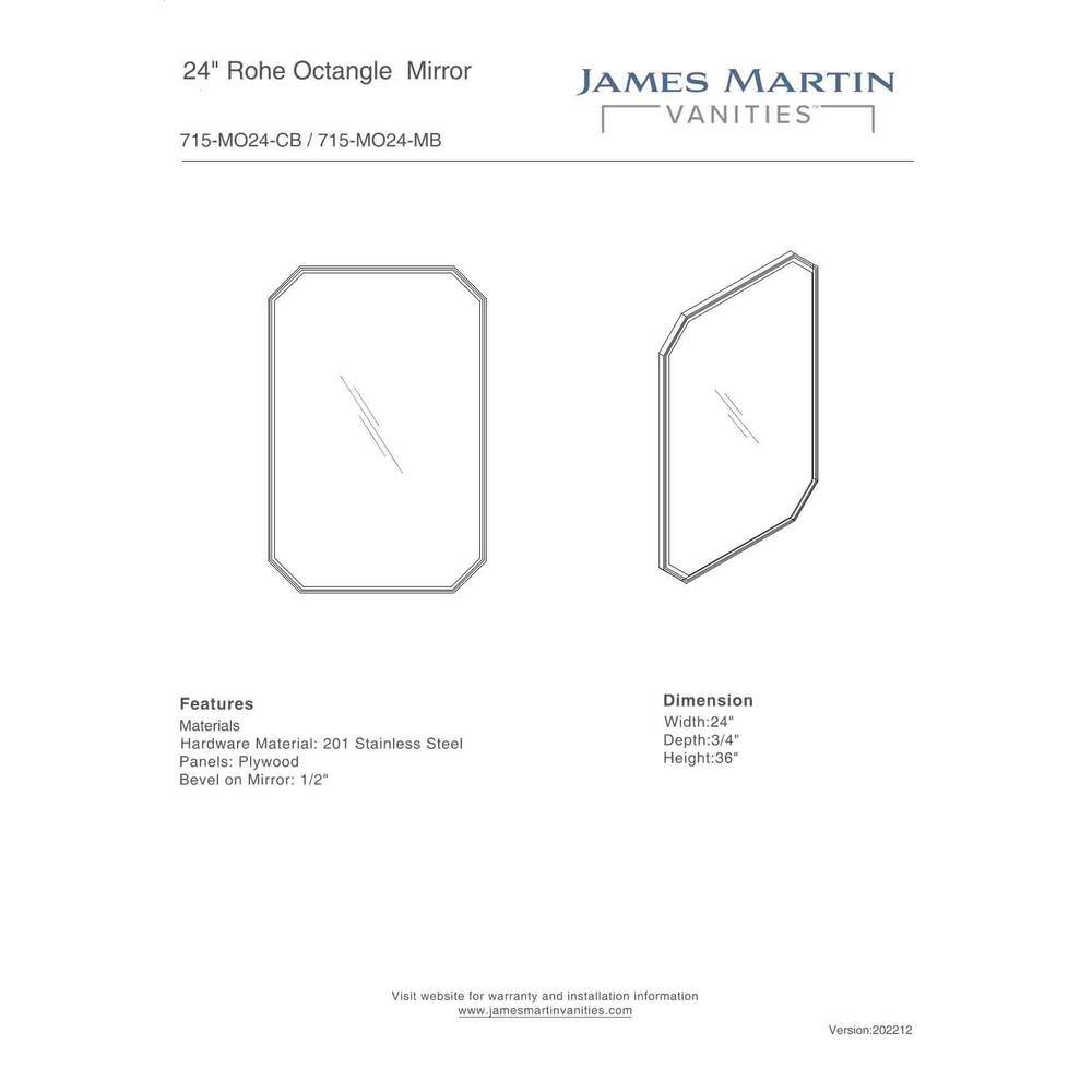Rohe 36" x 24" Champagne Brass Minimalist Vanity Mirror