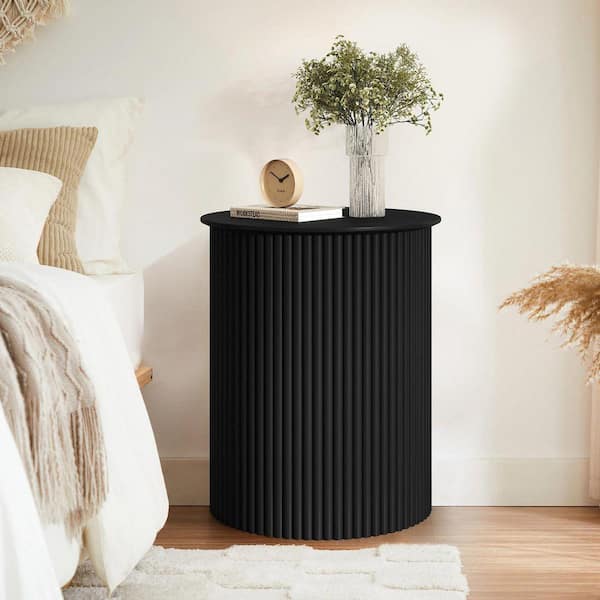 6johan WAVE SIDE TABLE クリアブラック ATHMILE Black 21.65 in. H Wavy Nightstands /Side Table BLK