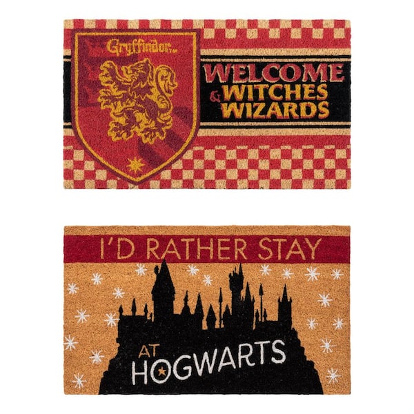 WARNER BROS WB Harry Potter Hogwarts/Welcome Witches and Wizards 20 in. x 34 in. Coir Door Mat (2-Pack)