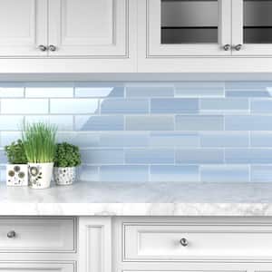 Big Blue 4 in. x 12 in. Glass Tile for kitchen Backsplash and Showers (10 sq. ft./per Box)
