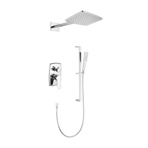 Wall Mounted Waterfall Rain Shower System With 3 Body Sprays and Handheld Shower