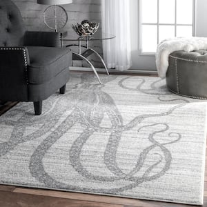 Thomas Paul Octopus Silver 5 ft. x 8 ft. Area Rug