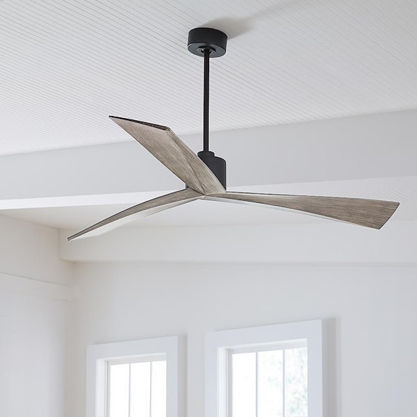 Adler 60 in. Indoor/Outdoor Aged Pewter Ceiling Fan with Light Grey Weathered Oak Blades, DC Motor and Remote Control