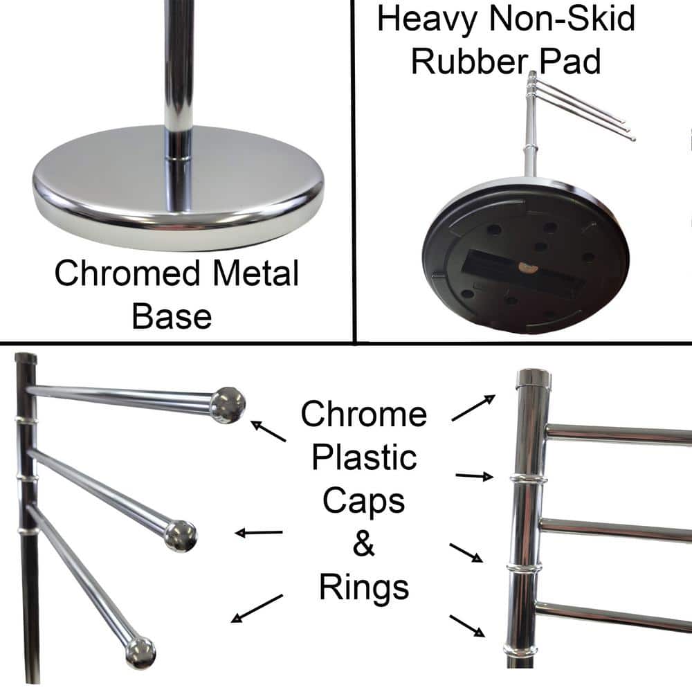 Stainless Steel Freestanding Towel Rack with 3 Swivel Arms