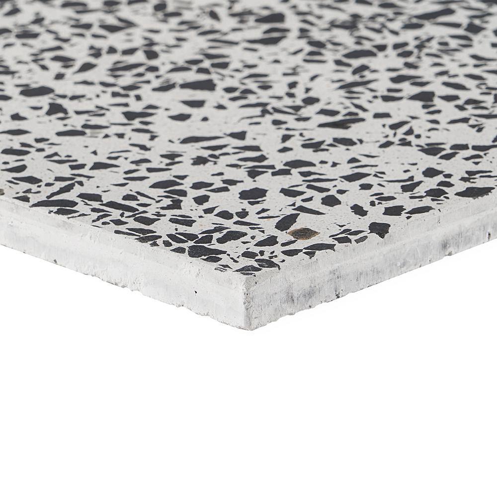 Durham Black and White Polished Terrazzo Floor and Wall Tile