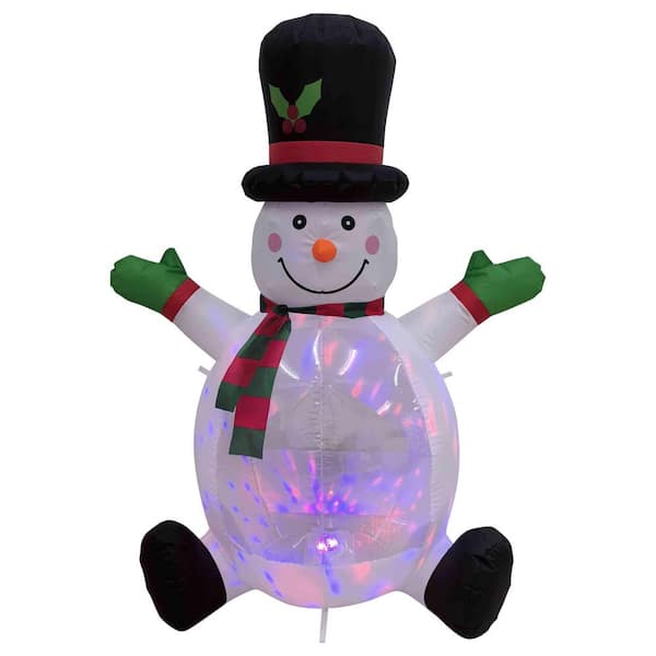Lighted Inflatable Snowman with Top Hat Outdoor Christmas Decoration-4'