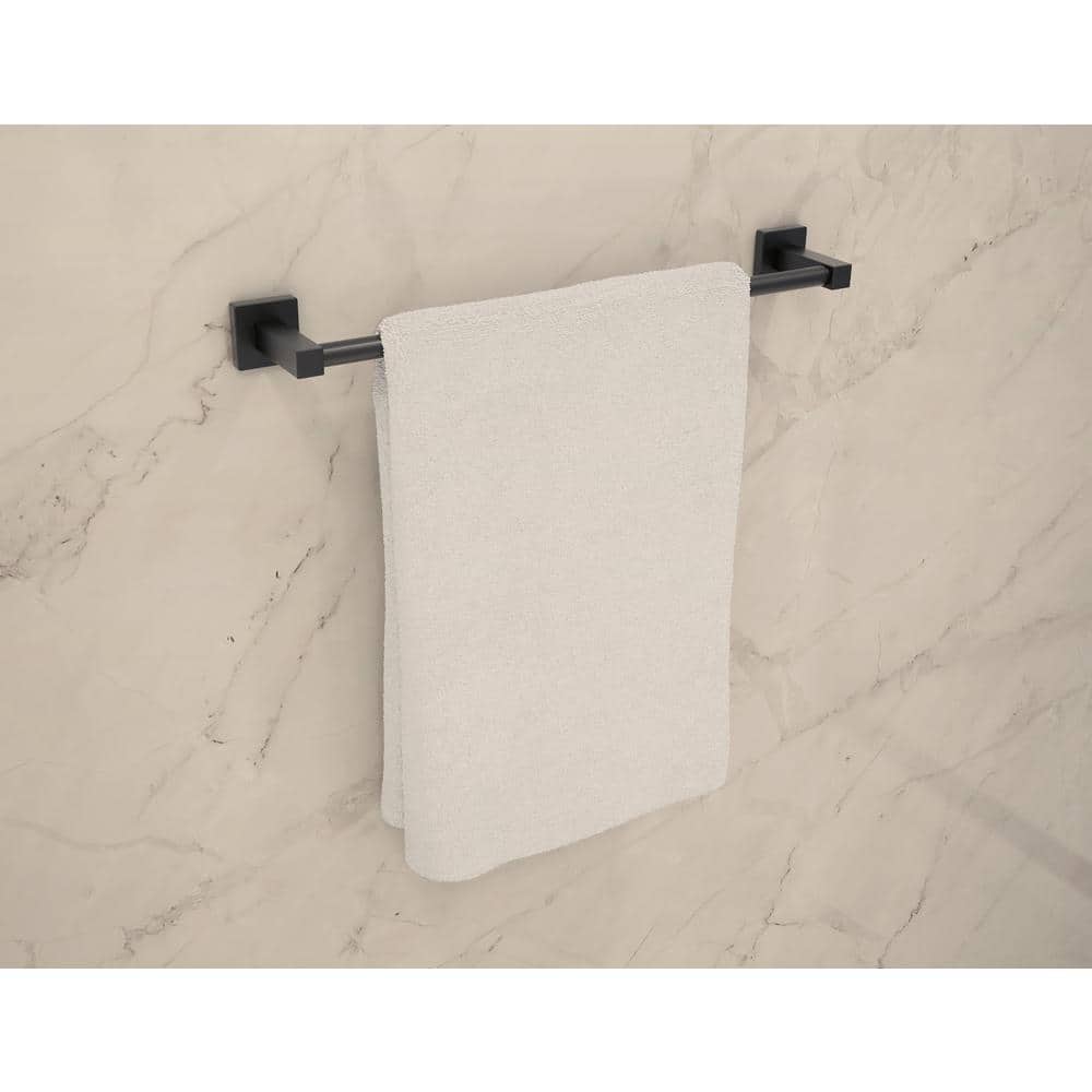 Matte Black 24" Wall-Mounted Metal Towel Bar