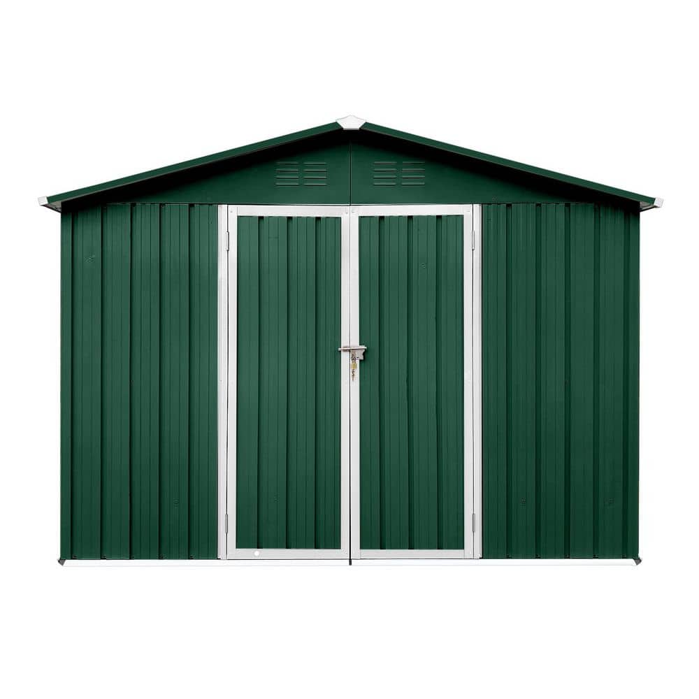 Lycvki 8 ft. W x 6 ft. D Green Metal Shed with Double Door (48 sq